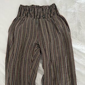 Flowy Multi-Color Striped Waistline Pants